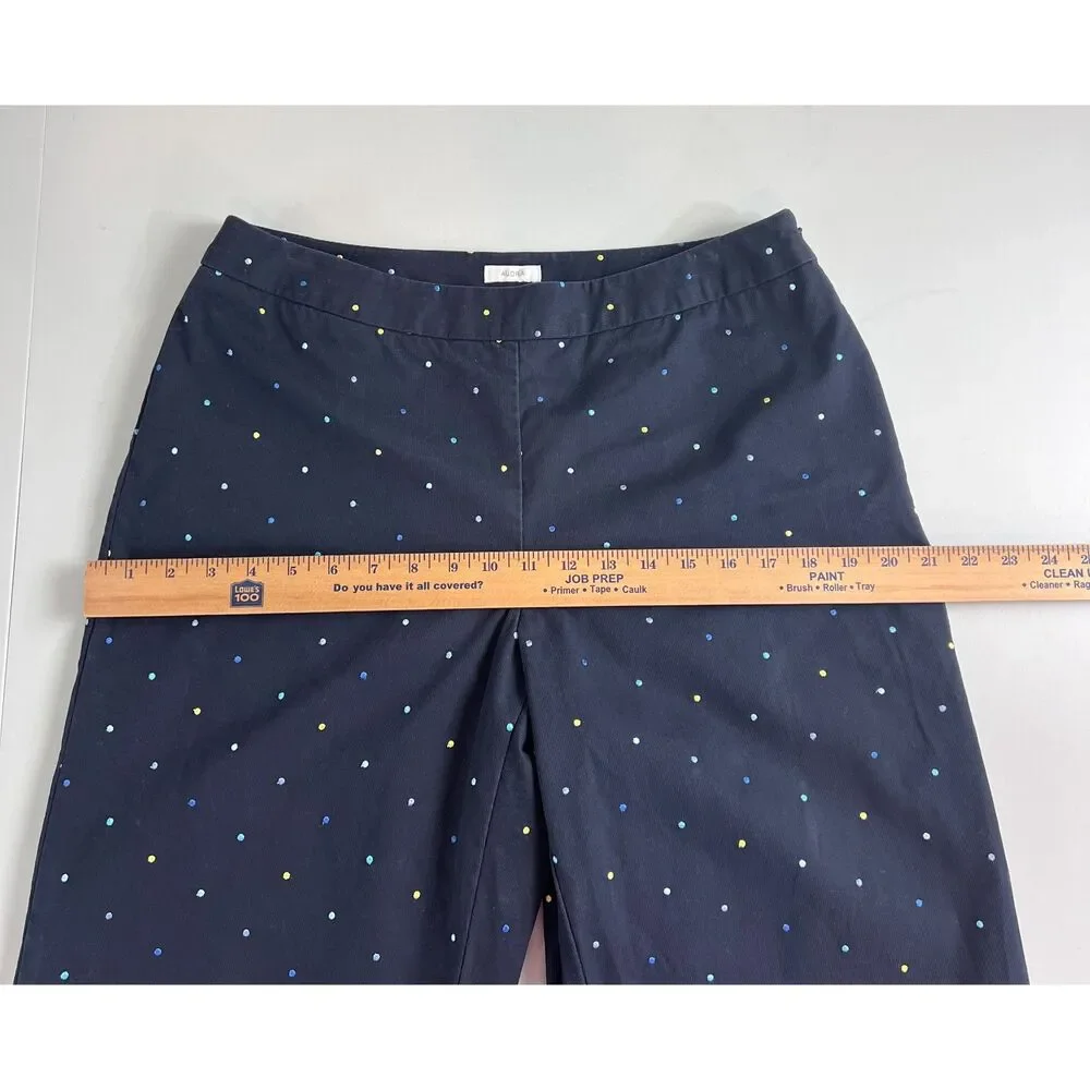 Liz Claiborne Women's Audra Pants Navy Blue Polka Dot Lined Size 12